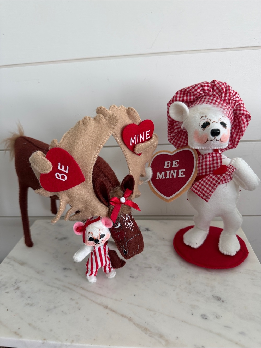 Valentine Day Annalee Dolls Bear Moose - Picture 1 of 5